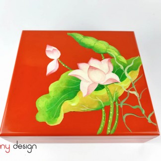 Lacquer box with hand painted lotus